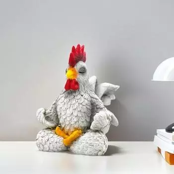 Yousheng Yoga Петух Орнамент Смола Сидит Медитация Петуха Статуэтка Медитации Петуха Фигурка для Домашнего Офиса Стол Декор Приставного Стола Cock
