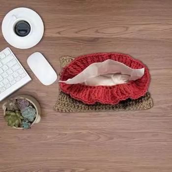 Yousheng забавный держатель для салфеток для вязания крючком, большая емкость, мягкий, универсальный, для автомобиля, внедорожника, авто, настольный диспенсер для салфеток, сумка, чехол, украшение для взрослых, подарок белый