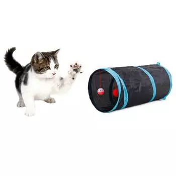 Yousheng забавный питомец котенок 2 отверстия туннель складной мяч труба игра обучающая игрушка розы красного