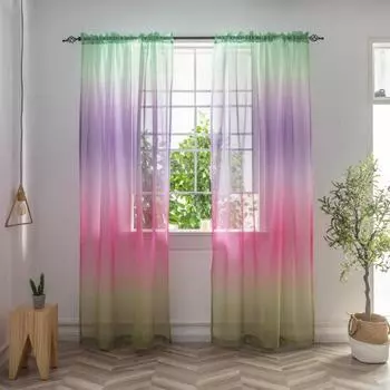 Yousheng занавеска радужная печать украшения окна полиэстер длинная декоративная прозрачная драпировка для дома 2