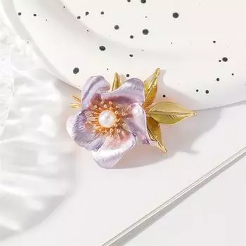 Yousheng Женская эмалевая брошь в форме искусственного жемчуга, цветка, листа, костюма, воротника, шляпы, шарфа, украшения для одежды, ювелирные изделия для выпускного бала фиолетовый