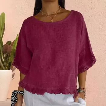 Yousheng женская блузка с коротким рукавом и круглым вырезом, повседневная свободная рубашка-пуловер для повседневного офиса, вечеринки, путешествий M темно-серого