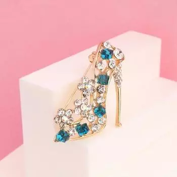Yousheng Женская брошь в форме высоких каблуков со стразами, декоративная ажурная гладкая поверхность, булавка для воротника, антиокислительная, антикоррозийная, для вечерних нарядов, прищепка для одежды золотистый