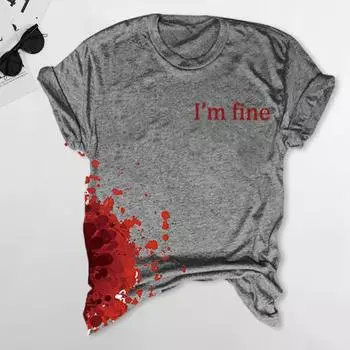 Yousheng женская футболка с круглым вырезом и коротким рукавом с принтом ужасов на Хэллоуин, тонкая эластичная футболка для косплея, фестивали, пуловеры, топы M