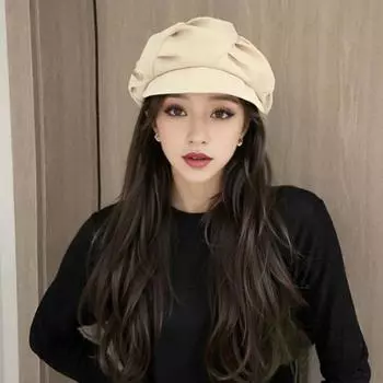 Yousheng Женская кепка газетчика, регулируемый козырек, берет, шляпа на все времена, дышащая, остроконечная шляпа, женская, для девочек, винтажная, повседневная, шляпа газетчика, таксиста чёрный