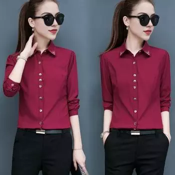 Yousheng женская рубашка с лацканами, длинный рукав, однотонная однобортная рубашка, топы, офисная женская рубашка, повседневная одежда для работы XXXL белый