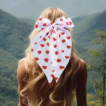 Yousheng Женская шпилька для волос в форме банта с лентой и узором в форме сердца Заколка для волос с пружиной Зажим для волос на затылке Аксессуары для волос Свадебный подарок 2