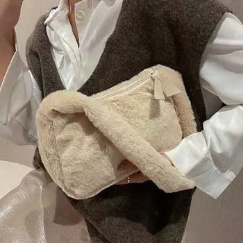 Yousheng Женская сумка на плечо Мягкая плюшевая застежка-молния Большая вместительная сумка для подмышек Сплошной цвет Портативная легкая женская сумка для покупокbTravel Сумка розовый