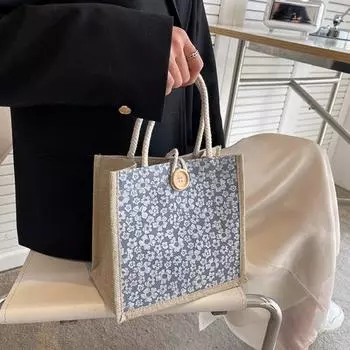 Yousheng Женская сумка с цветочным принтом и пуговицами с широким отверстием, большой вместимостью, большой несущей способностью, сумка для хранения Beto, женская дорожная сумка на плечо чёрный