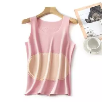 Yousheng женская термальная жилетка, бесшовный плюшевый топ с теплыми нашивками на животе и спине, осенне-зимняя безрукавная бархатная майка для спальни и дома L