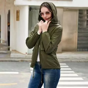 Yousheng Женская уличная куртка-дождевик из сетки, тонкое свободное покройное повседневное пальто для кемпинга, пешего туризма, с капюшоном и подкладкой, водонепроницаемая ветровка с карманами S