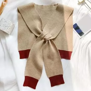 Yousheng Женская вязаная шаль пэчворк цвет мягкий узелковый дизайн универсальная мягкая текстура шаль зимний теплый шарф оранжевый