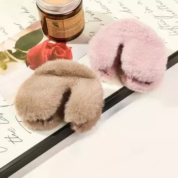 Yousheng Женская заколка для волос U-образной формы с затылком, осенне-зимний плюшевый чехол, маленькая заколка в виде акулы, прочное украшение для волос на вечеринку бежевый