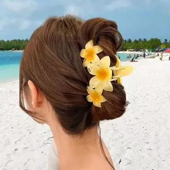 Yousheng Женская заколка для волос в форме цветка, градиентная цветная заколка для волос, легкая цветная заколка для волос на затылке белый