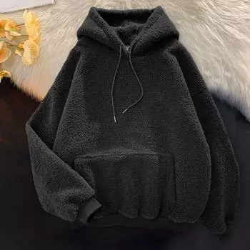 Yousheng Женская зимняя толстовка с капюшоном из толстого флиса с эластичными манжетами, с капюшоном, с длинными рукавами и большим карманом, для активного отдыха на природе, спортивный топ M