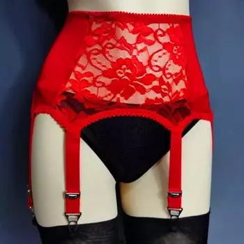 Yousheng женские подвязки с 6 когтями ажурные прозрачные кружевные цветочные вышивки высокая талия эластичные чулки Fixer клуб вечеринка медовый месяц подвязка XXL красный