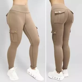 Yousheng Женские спортивные брюки Брюки для йоги Slim Fit с высокой талией Эластичные быстросохнущие узкие мягкие дышащие однотонные карманы Женские спортивные брюки M чёрный