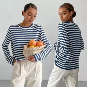 Yousheng женские топы с круглым вырезом и длинным рукавом, полосатый принт, свитер свободного кроя, эластичные ретро-вязаные топы, повседневная одежда S красный