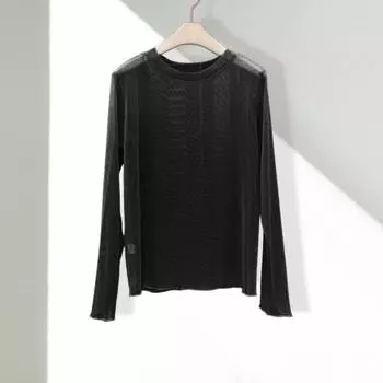 Yousheng Женские топы с защитой от ультрафиолета, круглый вырез, длинный рукав, свободный крой, быстросохнущая пляжная одежда, прозрачная тонкая блузка белый