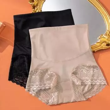Yousheng женские трусики с высокой талией для контроля живота, мягкие эластичные кружевные антисептические утягивающие дышащие послеродовые трусы для йоги больших размеров, трусы 2XL шампанского