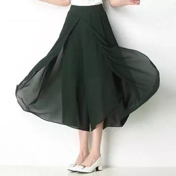 Yousheng, женские юбки, брюки, эластичные широкие брюки с высокой талией и разрезом, однотонные свободные тонкие марлевые брюки, уличная одежда M вино красного