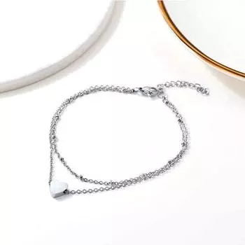 Yousheng женский браслет на щиколотку двухслойный регулируемый дизайн с сердечками и бусинами, регулируемая окружность, пляжный браслет на щиколотку A