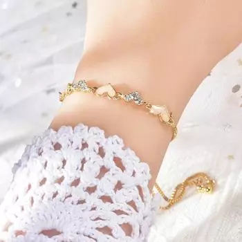 Yousheng женский браслет регулируемая длина кисточка стразы сердце полированный сплав запястье ювелирные изделия подарок для дочери жены подруги повседневная одежда парный браслет