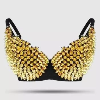 Yousheng Женский бюстгальтер для выступлений с заклепками, декором из длинных кисточек, бретельками-спагетти, для ночных клубов, для танцев на шесте, для стриптиза, для сценического шоу, для коктейльной вечеринки S серебряный