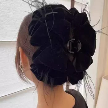 Yousheng Женский Коготь Для Волос Большой Плиссированный Бархатный Многослойный Бантик Декор Универсальный Зажим Для Волос Аксессуары Для Волос красный