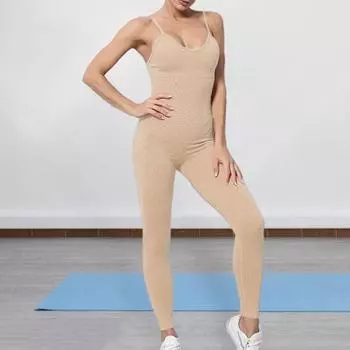 Yousheng женский комбинезон для йоги, высокая эластичность, регулируемый ремень на тонких бретельках, U-образный вырез, открытая спина, без рукавов, однотонный, обтягивающий, пот, женский комбинезон S синий