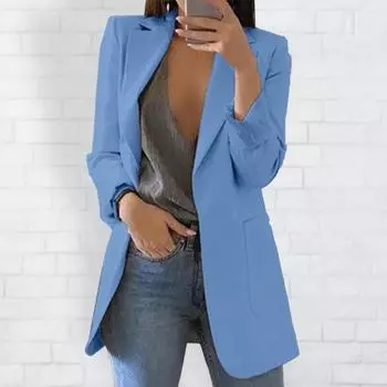Yousheng Женский костюм Пальто с лацканами с длинными рукавами и открытой передней частью Пиджак с карманами Slim Fit Однотонная деловая офисная женская верхняя одежда XL