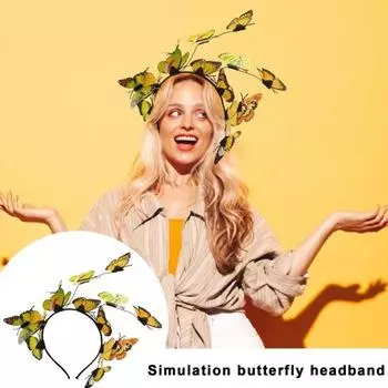 Yousheng женский обруч для волос для выступлений, преувеличенная имитация бабочек, декор, повязка на голову, вечерние, свадебные головные уборы фиолетовый