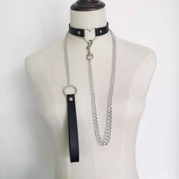 Yousheng Женский ошейник из искусственной кожи с цепочкой-поводком, декор, регулируемое эротическое ожерелье для любовника, косплей, ночной клуб, вечеринка, чокер, индивидуальное украшение на шею