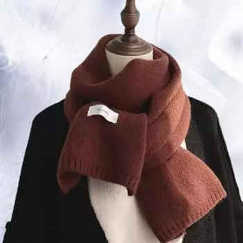 Yousheng женский шарф однотонная маркировка утолщенный длинный эластичный кашемировый ветрозащитный вязаный шарф на шею уличная одежда красный