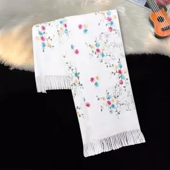 Yousheng женский шарф осень-зима вышитый цветочный узор длинный шарф ветрозащитный морозостойкий шарф для езды на велосипеде красный