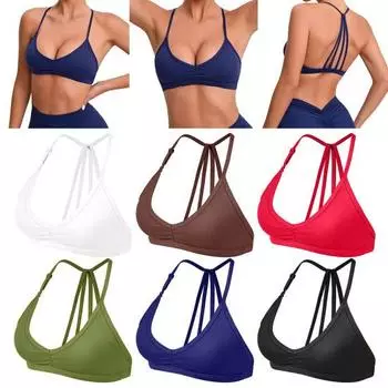 Yousheng женский спортивный бюстгальтер со съемными бретельками, беспроводной бюстгальтер-борцовка для йоги и фитнеса, быстросохнущий, без косточек, укороченный топ для тренировок в спортзале S