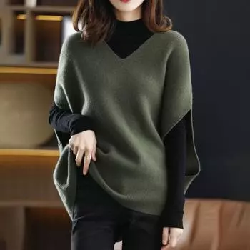 Yousheng Женский трикотажный жилет с V-образным вырезом, без рукавов, трикотажные топы, однотонный, свободный крой, дышащий, повседневный трикотаж, повседневная одежда