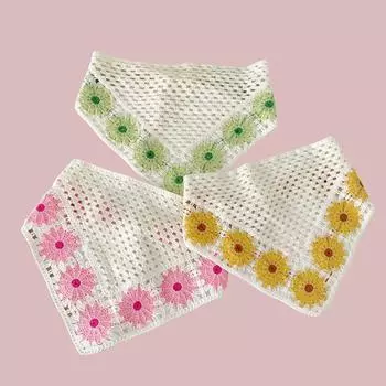 Yousheng женский вязаный платок крючком клетчатый цветочный узор ажурный платок для девочек треугольная повязка на голову аксессуары для головы