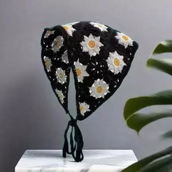 Yousheng женский вязаный платок крючком с цветочным узором, ажурный платок для девочек, треугольная повязка на голову, аксессуары для головы