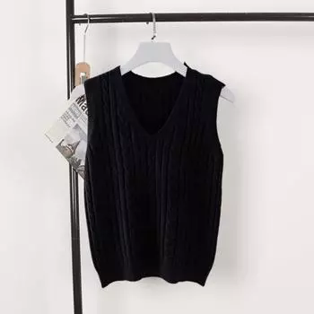 Yousheng Женский вязаный жилет с V-образным вырезом без рукавов с перекрученной текстурой, свитер, однотонный повседневный свитер, жилет для повседневной носки 2XL красный