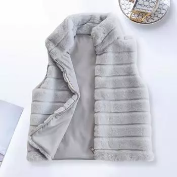 Yousheng Женский жилет Пальто из искусственного меха с воротником-стойкой и застежкой-молнией Кардиган без рукавов Однотонный уютный сохраняющий тепло Верхняя одежда Повседневная школьная жилетка S розовый