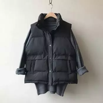 Yousheng Женский зимний жилет, пальто с воротником-стойкой, однотонный, с застежкой на пуговицы, без рукавов, утепленный, толстый, короткий, ветрозащитный, теплый женский жилет S бежевый