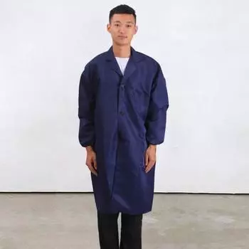 Yousheng Женское и Мужское Рабочее Пальто С Лацканами Длинные Рукава Эластичные Манжеты Однотонная Моющаяся Рабочая Куртка С Карманом Однобортная Верхняя Одежда Средней Длины XL