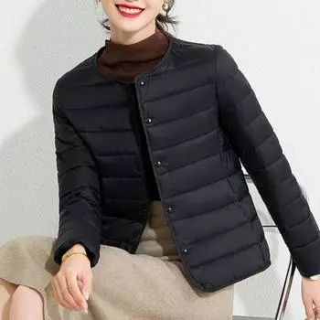 Yousheng Женское осенне-зимнее пальто с подкладкой, однобортный однотонный кардиган с длинным рукавом, толстое теплое мягкое ветрозащитное женское пуховое пальто с V-образным вырезом 3XL темно-синий