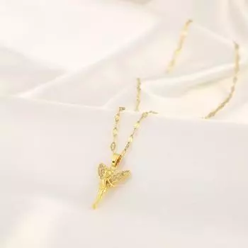 Yousheng Женское ожерелье Цветочная фея Подвеска со стразами Декор Регулируемая цепочка Девчачий стиль Ожерелье из сплава для повседневной носки и подарков золотистый