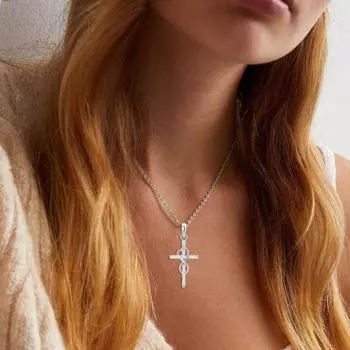 Yousheng Женское ожерелье Крест Подвеска с восьмеркой Регулируемая длина Полированный сплав Подарок на день рождения для девочек Украшения на шею для ежедневных вечеринок