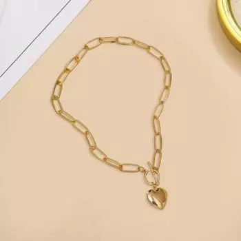 Yousheng женское ожерелье полая цепочка с кулоном в форме сердца полированный чистый цвет преувеличенный легкий колье клубные вечерние украшения на шею золотистый