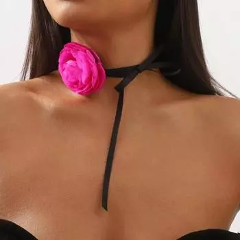 Yousheng женское ретро-ожерелье 3D с имитацией розы, романтический стиль, шнуровка, ремешок, чокер, регулируемое легкое, для выпускного вечера, украшения на шею красный