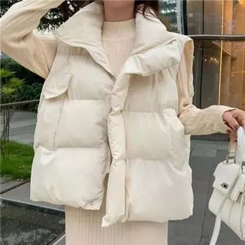 Yousheng Женское зимнее хлопковое пальто с отложным воротником, утолщенное, с подкладкой, свободное, ветрозащитное, на молнии, жилет для повседневной носки, для улицы, офиса S красный