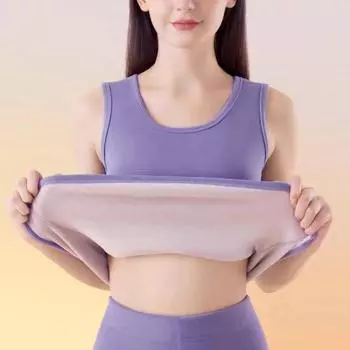 Yousheng Зимний женский терможилет, бесшовный бархатный, с быстрой фиксацией температуры, с круглым вырезом, облегающий, эластичный, без рукавов, внутренняя одежда, нижняя майка 2XL чёрный